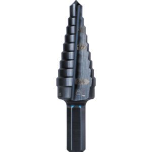 Black stepped drill bit with hexagonal shank