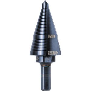 Conical step drill bit with hex shank