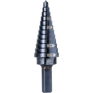 Step drill bit with hex shank