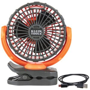 Klein Tools orange clip-on USB fan