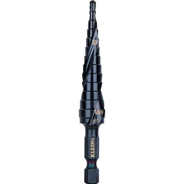 Step Drill Bit, Quick Release, Double Spiral Flute, 1/8 to 1/2-Inch