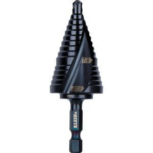 Black stepped conical drill bit with hex shank
