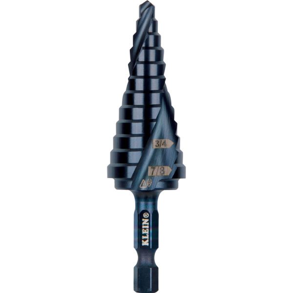 Step Drill Bit, Quick Release, Double Spiral Flute, 3/16 to 7/8-Inch