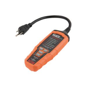 Orange electrical circuit tester with power plug.