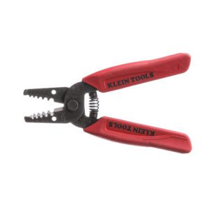 Wire stripper with red Klein Tools handles.