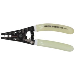 Wire stripper with white Klein Tools handles.