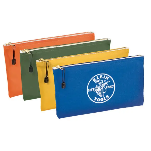 Zipper Bags, Canvas Tool Pouches Olive/Orange/Blue/Yellow, 4-Pack