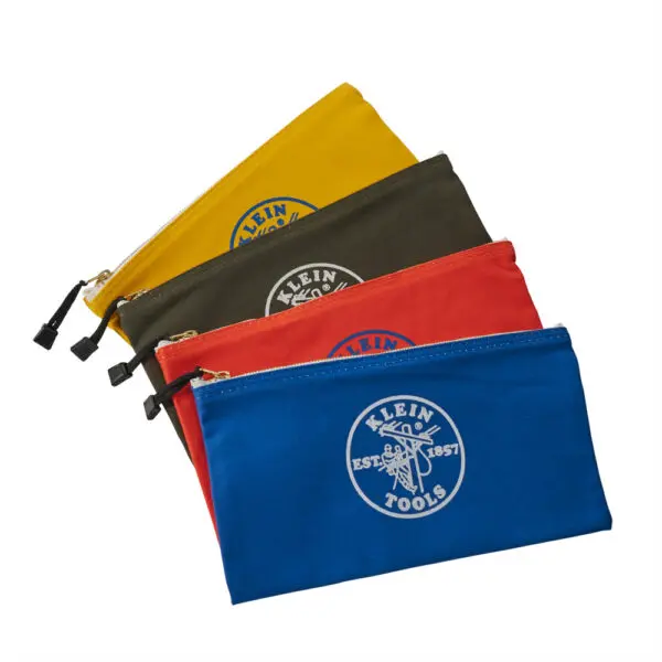 Zipper Bags, Canvas Tool Pouches Olive/Orange/Blue/Yellow, 4-Pack - Image 2