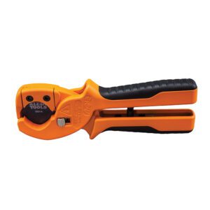 Orange and black pipe cutter tool.