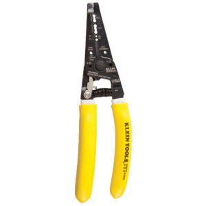 Yellow-handled wire stripper tool, Klein Tools.