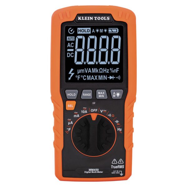 Slim Digital Multimeter, TRMS Auto-Ranging, 600V, Temp