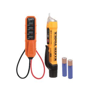 Voltage tester set with batteries and probes.